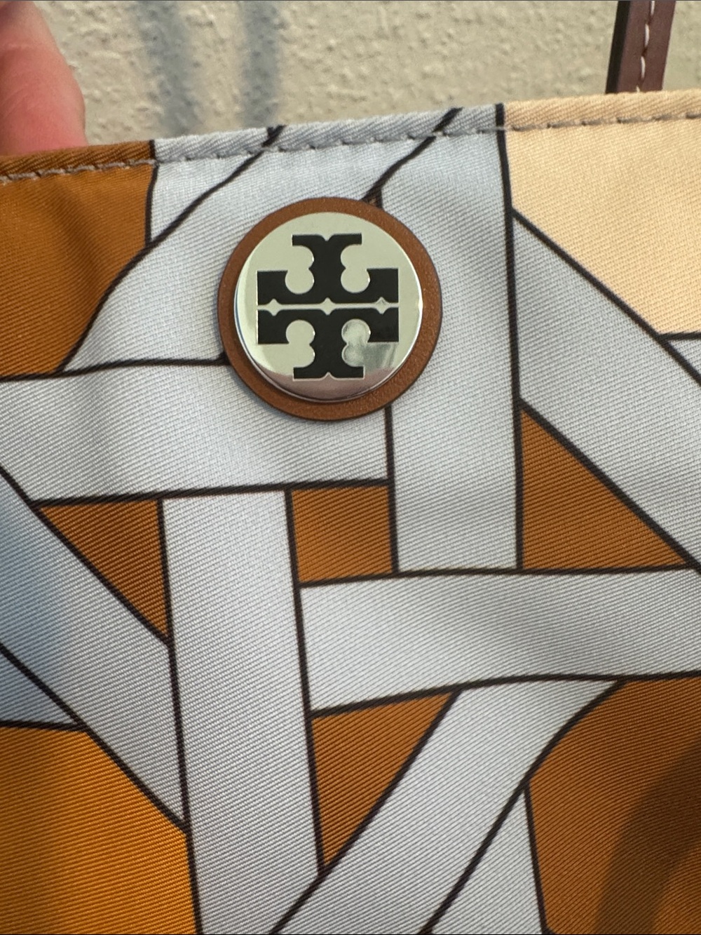 Tory Burch Nylon Printed Mini Blue Basketweave Tote NWT - Picture 7 of 12